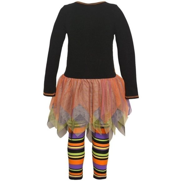 CLEARANCE - Bonnie Jean Little Girl's Halloween "FaBOOlous" Legging Tutu Set - Picture 2 of 2